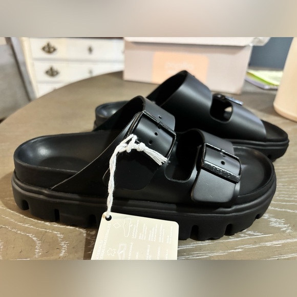 Black Leather Arizona Chunky Birkenstock Size 6 - Picture 4 of 9